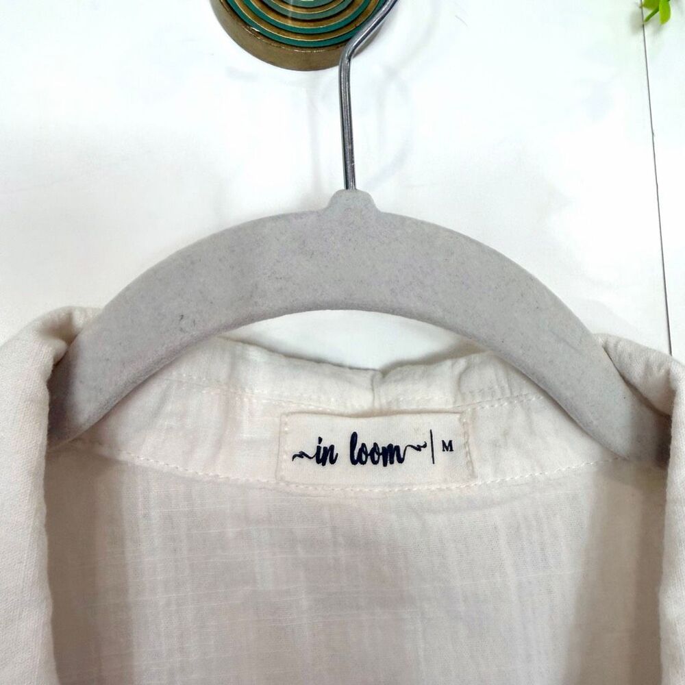 In Loom Embroidered Shirt Button Up Strawberry Lemon Picnic Short Sleeve Scallop - Picture 4 of 13